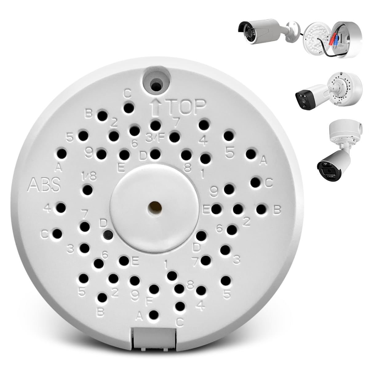 Photo 1 of (ABS New) Security Camera Junction Box,Security Camera Bracket Outdoor,Plastic Waterproof Security Camera Mount Hide Cable Junction Box for Arlo Solar Panel Flip Cover Cable Cover