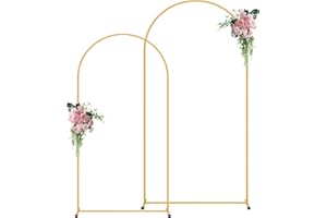 YOUKELILI Metal Arch Backdrop Stand Set of 2 (7.2FT/6FT), Easy Assemble Balloon Arch Stand Kit, Decorative Backdrop Arch Stand, Gold Wedding Arch for Birthday Party and Baby Shower Decoration