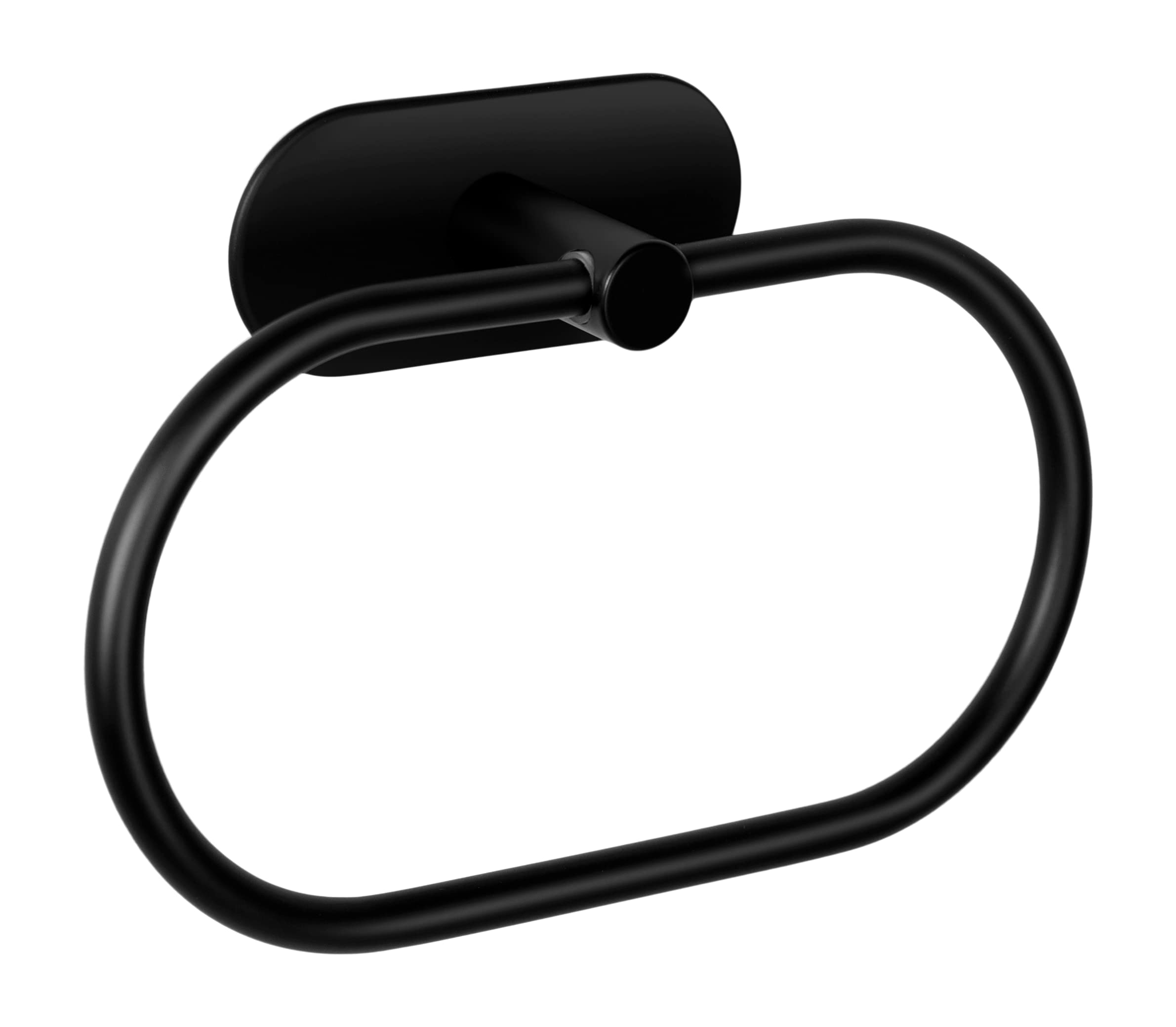 Ambrosya - Towel Rail without Drilling - Bathroom Hook Holder Towel Hook Towel Ring Wall for Gluing (Stainless Steel (Black))