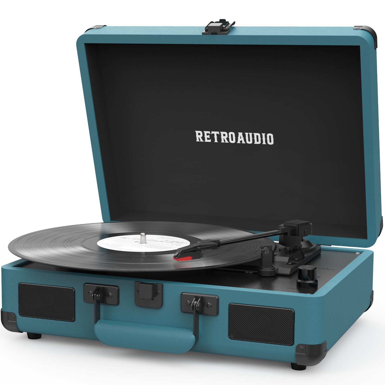 Photo 1 of *USED*
Vinyl Record Player 3 Speed Bluetooth Portable Suitcase Belt-Driven Record Player with 2 Built-in Stereo Speakers Vinyl Vintage Turntable Records Player with RCA Line Out, AUX Out (Smoke Blue)