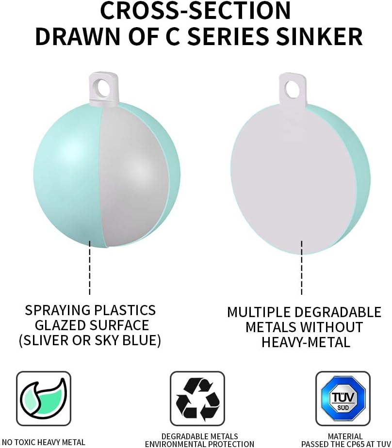 ECOFT Lead Free Fishing Sinkers and Weights Coated Egg Sinkers Cannonball Sinkers Assorted Sizes 20g-200g in Bag and Fishing Weights Sinkers Assortment Box for Saltwater Freshwater : Sports & Outdoors