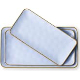 CULIVORA Ceramic Rectangle Serving Platter: 15.6/14.1/12.6 Inch Large Serving Dishes for Entertaining Party, Turkey, Cheese, Sushi, Snack and Dessert, Microwave Dishwasher Safe, Blue