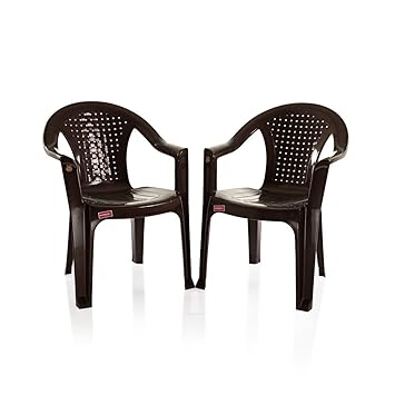 Varmora Medium Back Chair Set of 2 (Netted - Brown)