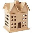 Factory Direct Craft Paper Mache Saltbox House Box - DIY Holiday Crafts & Decorations - Unfinished Papier Mache Village Cottage for Crafting & Storage (9" H)