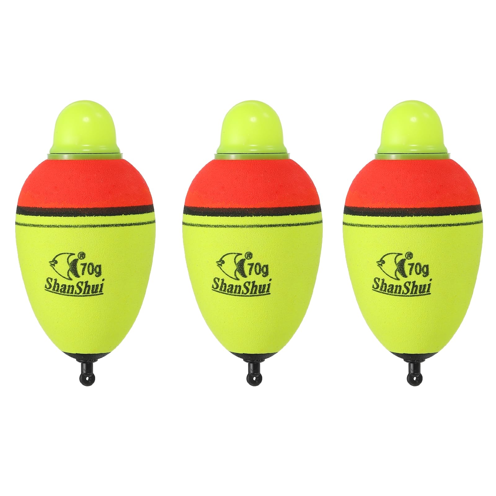 PATIKIL 2.5oz Lighted Fishing Slip Bobbers, 3 Pack EVA Green Red LED Light Up Fishing Float for Night Fishing, Yellow