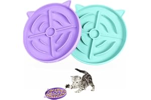 MateeyLife 2 Pcs Silicone Slow Feeder Cat Bowl, Puzzle Feeder Cat Food Dish, Non-Slip Silicone Bowl for Cats, Suitable for Dry and Wet Foods, Kitty Bowls to Slow Down Eating, Prevent Overeating