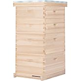 BeeCastle 10-Frame Complete Bee Hives and Supplies Starter Kit, Beehives for Beginners with Beehive Frames and Waxed Foundations (2 Deep Bee Boxes &amp; 2 Medium Super Bee Boxes)