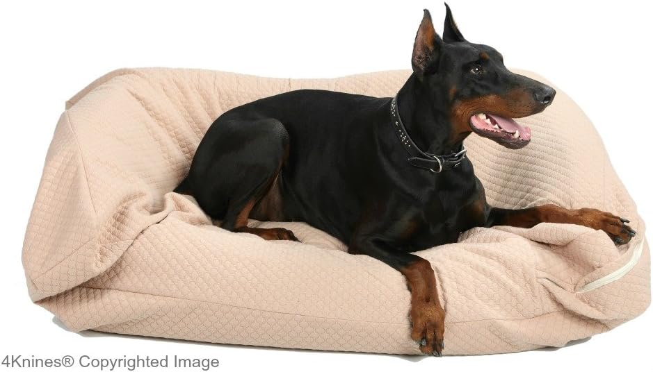 4Knines Luxury Dog Bed Cover, USA Based, Premium Durable Quilted Water-Proof Heavy Duty Material, Large, Tan : Pet Supplies