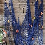 VEIOU Fish Net Decor Nautical Mediterranean Style Home Wall Decorative With Shells (Blue)