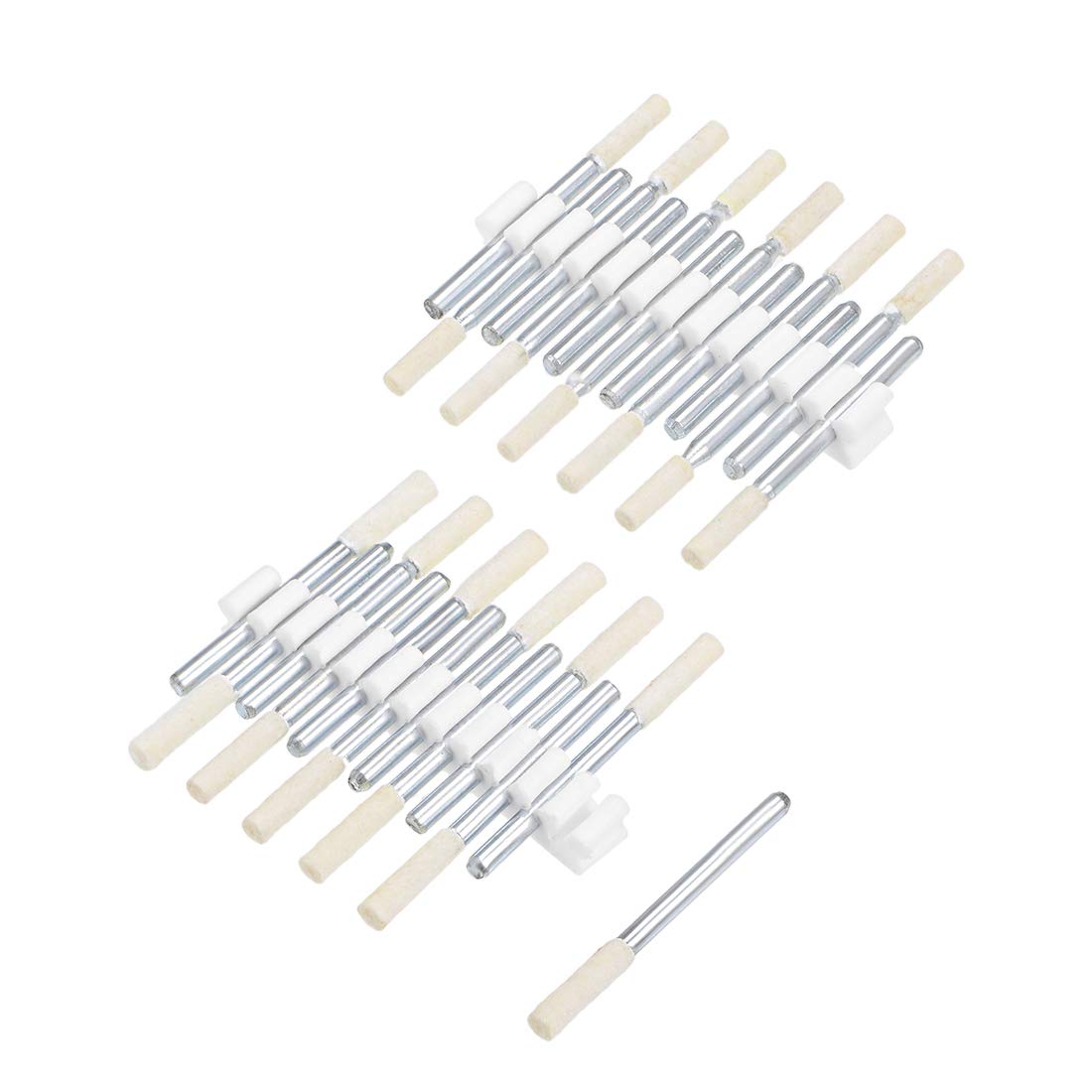 uxcell 3 mm Wool Felt Mounted Points Tapered Polishing Bits Burrs Buffing Wheels with 1/8 Inch Shank 24 Pieces