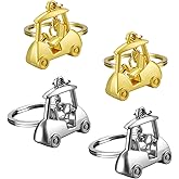 4 PCS Golf Cart Keychain - Zinc Alloy Pendant Key Ring, Exquisite for Golf Lovers, Men's Key Chain for Golf Accessories & Daily Carry
