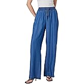 Women's High-Rise Wide-Leg Pull-On Jeans, Elastic Waist, Loose Fit Soft Denim