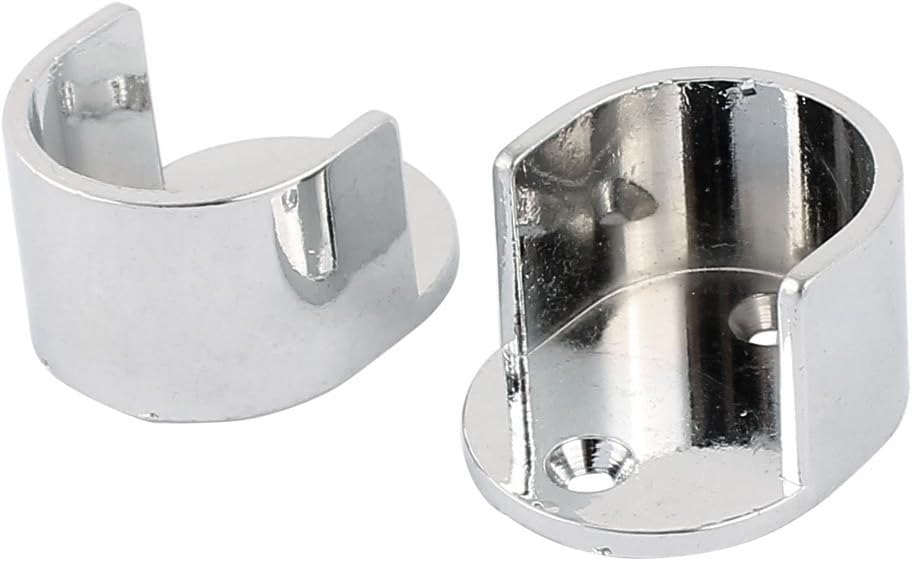 sourcing map Wardrobe Closet 25mm Dia Round Rod Metal Flange Holder Bracket Silver Tone 4pcs, 25mm Dia, 4pcs - Image 3
