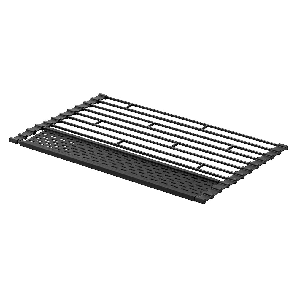 YAMAZAKI 5058 TOWER Foldable Drainer, black, Steel/Silicone, Minimalist, 42 x 26 x 0.8 cm