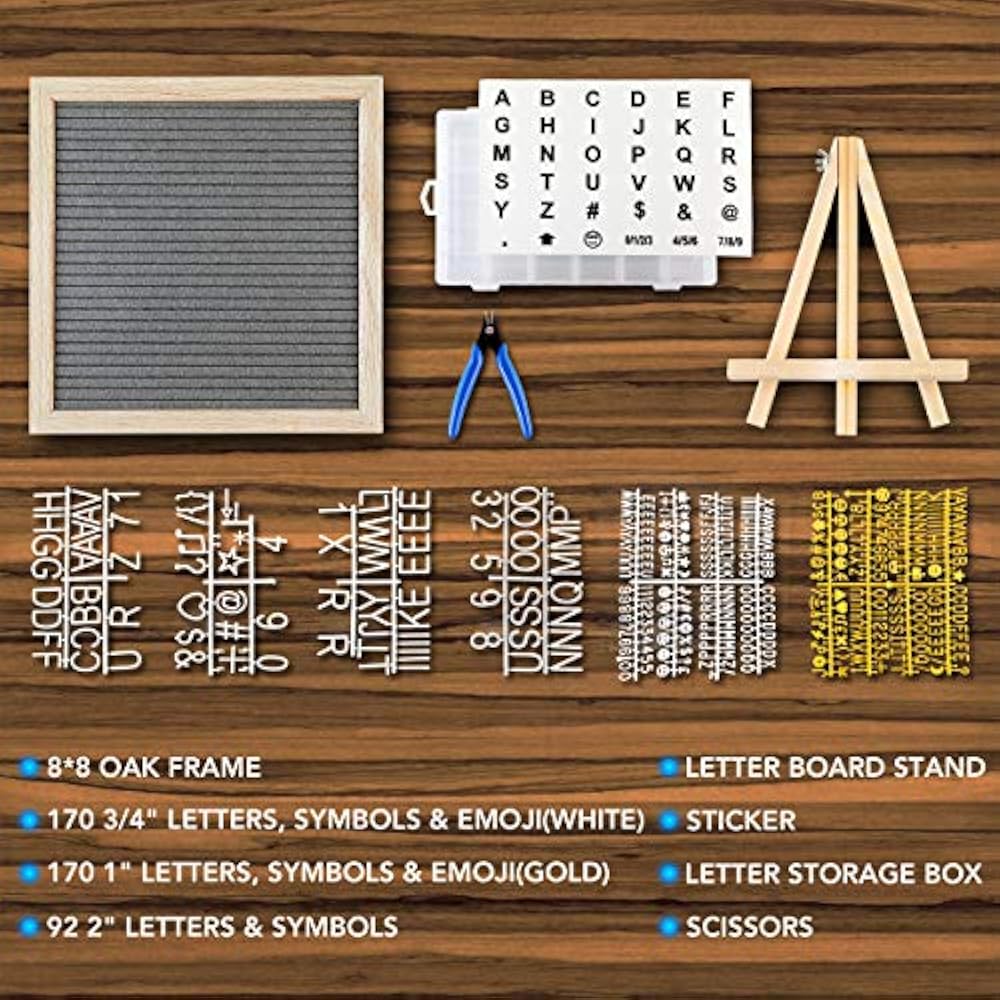 10x10 Inches Grey Felt Changeable Letter Board With Letters Message