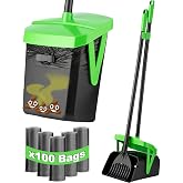FUSBUNTY Dog Pooper Scooper Swivel Bin & Rake Set with Bag Attachment & Lid | Hands-Free Poop Scoop for Yard, Lawn & Kennel,