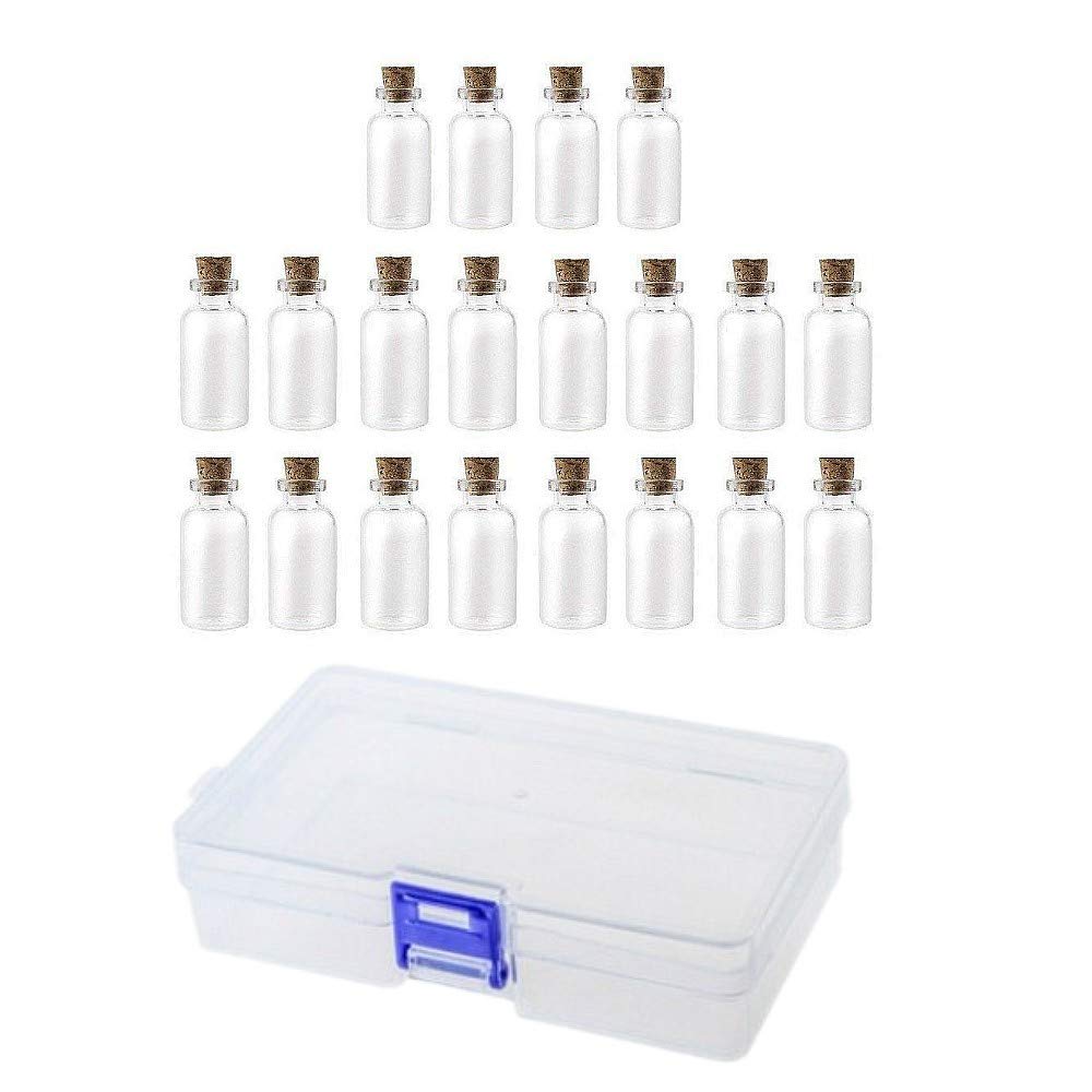 JZK 20 pcs 5ml small glass bottle with cork, mini glass bottle with stopper, little glass jar with cork stopper, Mini Glass Jars for Crafts, Wedding Favors, Shot Bottles with Cork Lids