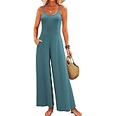 LUXVEER Jumpsuits for Women 2026 Summer Sleeveless Casual Loose Wide Leg Long Pant Rompers One Piece Beach Vacation Outfits