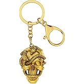 WEVENI Alloy Antique Gold Plated Halloween Snake Skull Keychains Ring Car Handbag Purse Jewelry For Women Girls (Gold)