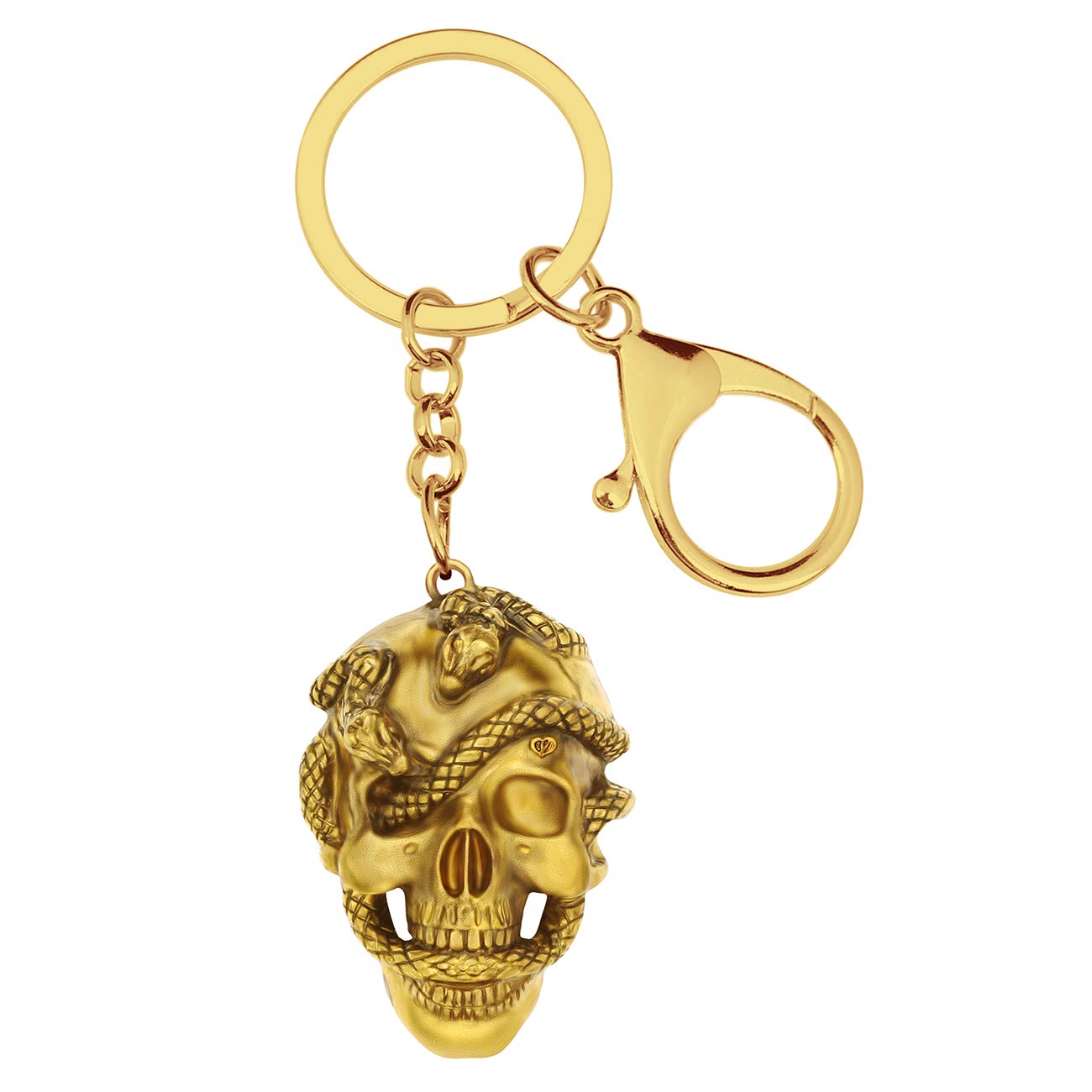 BONSNY Alloy Halloween Skull Snake Owl Keyring Antique Keychain For Women Girl Key Bag Phone Charm Gift (Gold Snake Skull)