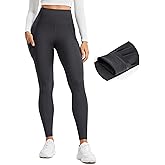 CRZ YOGA Fleece Lined Leggings Pockets 28'' - Thermal Casual Lounge Workout Womens Yoga Full Length Pants Winter Warm