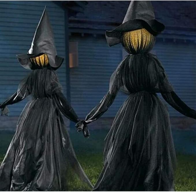 Visiting LightUp Witches With Stakes Set Of 3 Halloween