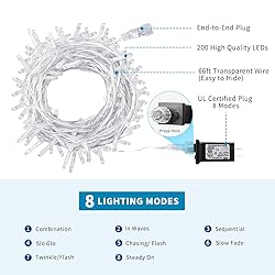 VTECHOLOGY Christmas String Lights, 66FT 200 LEDs