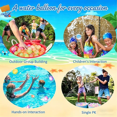 TKGEOUE 666 Water Balloons For Kids Easy Fill With Tap Adapters Bunch o Balloons 1s Rapid-Filling Self-Sealing 100+ In 60s For Water Toys For Kids Outdoor Water Games Beach Pool Party Fight (B)