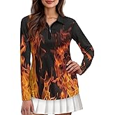 POLERO Women's Long Sleeve Golf Shirts Printed Long Sleeve Zip Up Shirt Athletic Casual Golf Tops