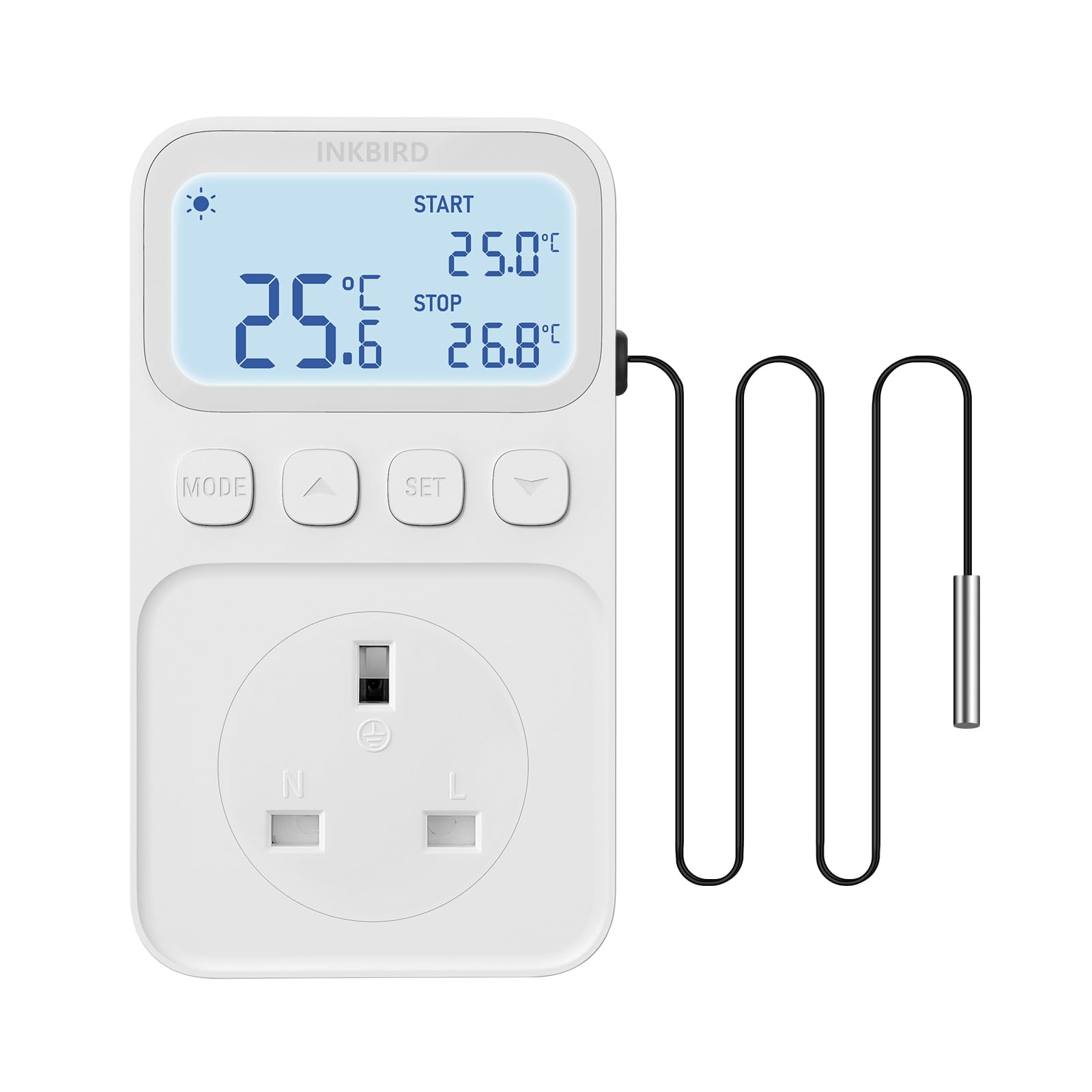 INKBIRD Thermostat Outlet Socket, Digital Temperature Controller for Heating and Cooling, C216T Timer Thermostat Plug for Reptile, Aquarium, Incubation, Tortoise, Lizard, Vivarium