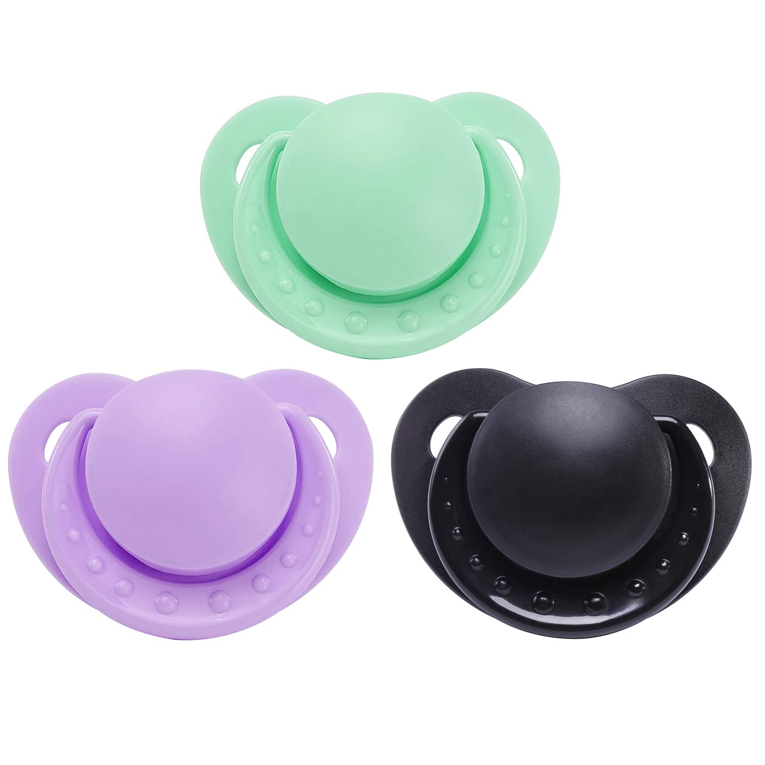 LittleForBig Adult Sized Pacifier 3 Paci Pack-Green Black Purple