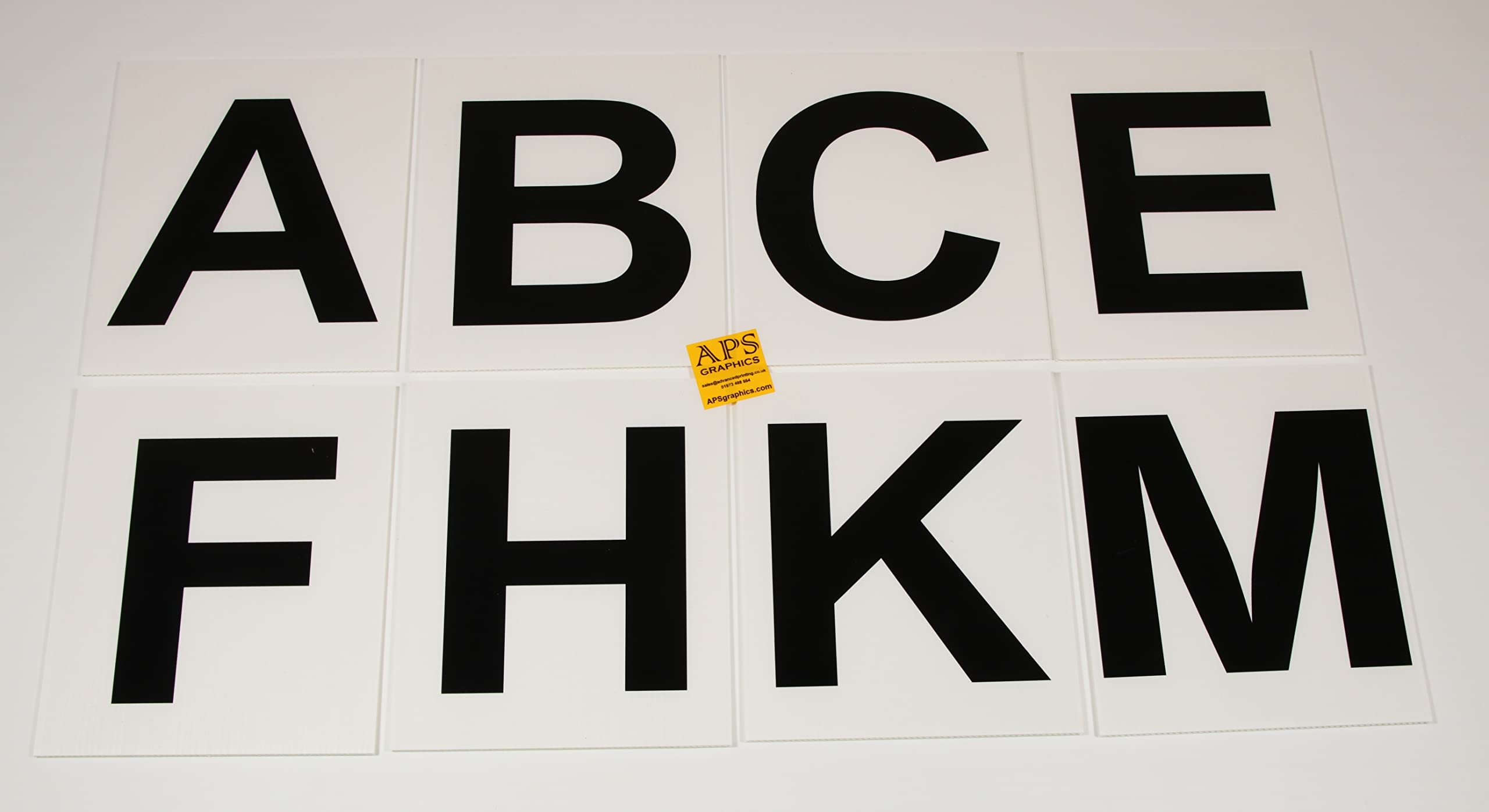 8 Dressage Arena Marker signs 175x200 approx -White - ABCE FHKM on 4mm polyprop (01-01)