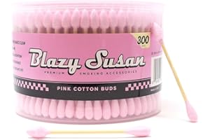 BLAZY SUSAN Blazy Pink Cotton Buds | Thick Cotton Swabs | No Residue or Aftertaste | 300ct