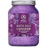 Sea Salt Lavender with Natural Lavender Essential Oil 46 Oz - Lavender Bath Salts - Lavanda Salt 1300g - Best for Good Sleep - Stress Relief - Beauty - Relaxing - Bathing - Body Care