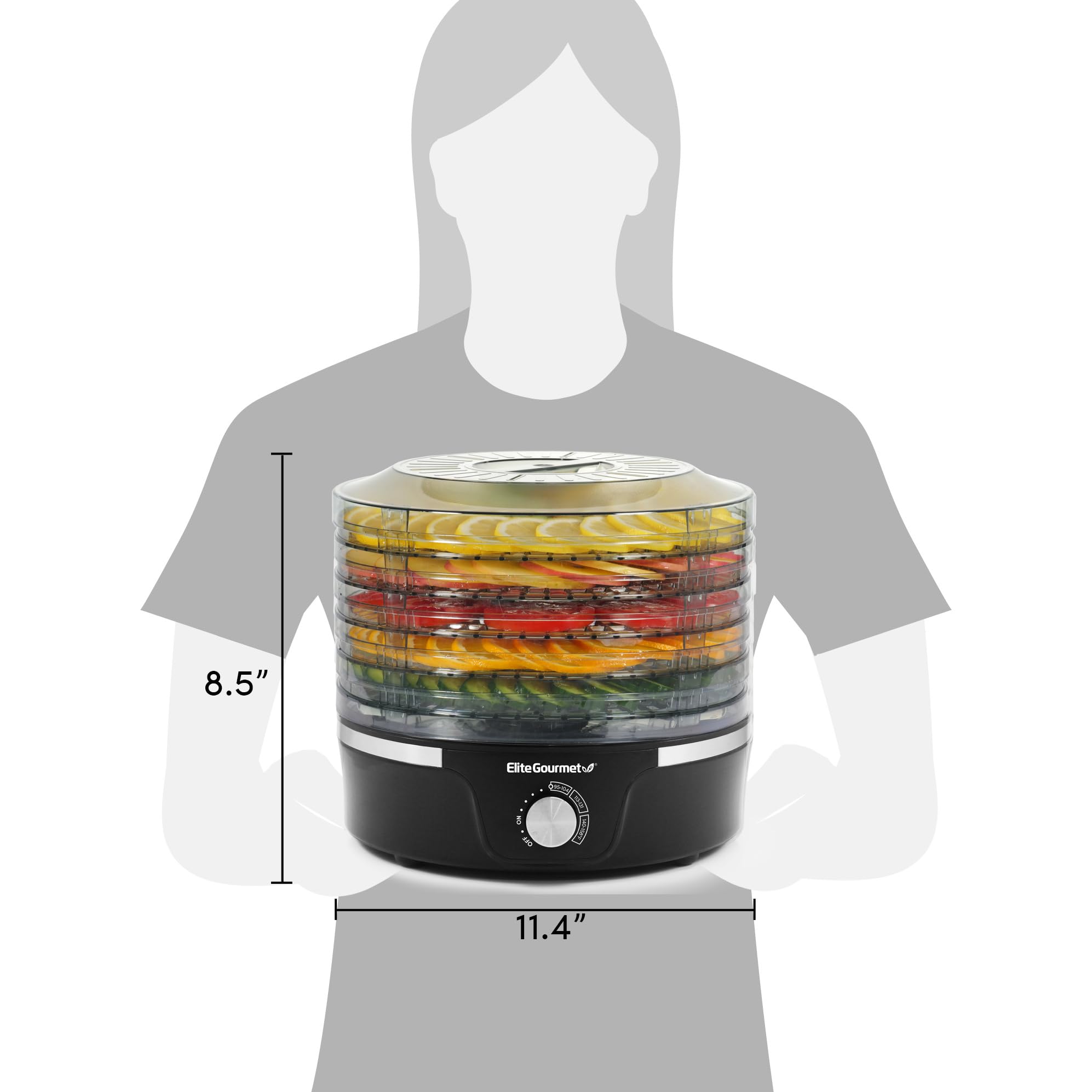 Elite Gourmet EFD319 Food Dehydrator, 5 BPA-Free 11.4