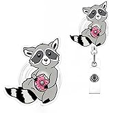 AidenYolo Nurse Badge Holder Retractable, Raccoon Badge Reel Funny, ID Badge Holders Cute for Nurse Doctor Students Teachers Office Staff Nursing Accessories