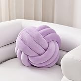 Sioloc Soft Knot Ball Pillows,Round Throw Pillow Cushion Home Decoration Plush Pillow,Throw Knotted Pillow Handmade Round Plush Pillow（7.8inches,Lilac）