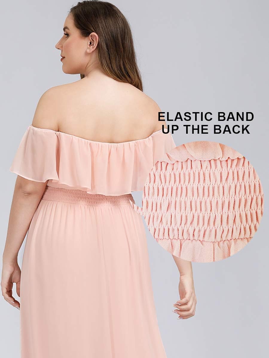 Ever-Pretty Women's Plus Size Off Shoulder Side Split Chiffon Maxi Dress 0968PZ: Clothing
