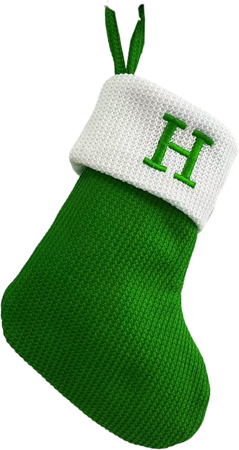 Stockings & Holders - Monogrammed Christmas Stockings Personalized with Letters, Super Soft Christmas Stockings Monogram Stockings Red Letter Stockings Xmas Stocking Holiday Christmas Decoration Gifts for Family Kids Gree