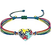 yfstyle Autism Awareness Bracelets Handmade Adjustable String Autism Heart Puzzle Bracelet Autismo Month Accessories Gifts