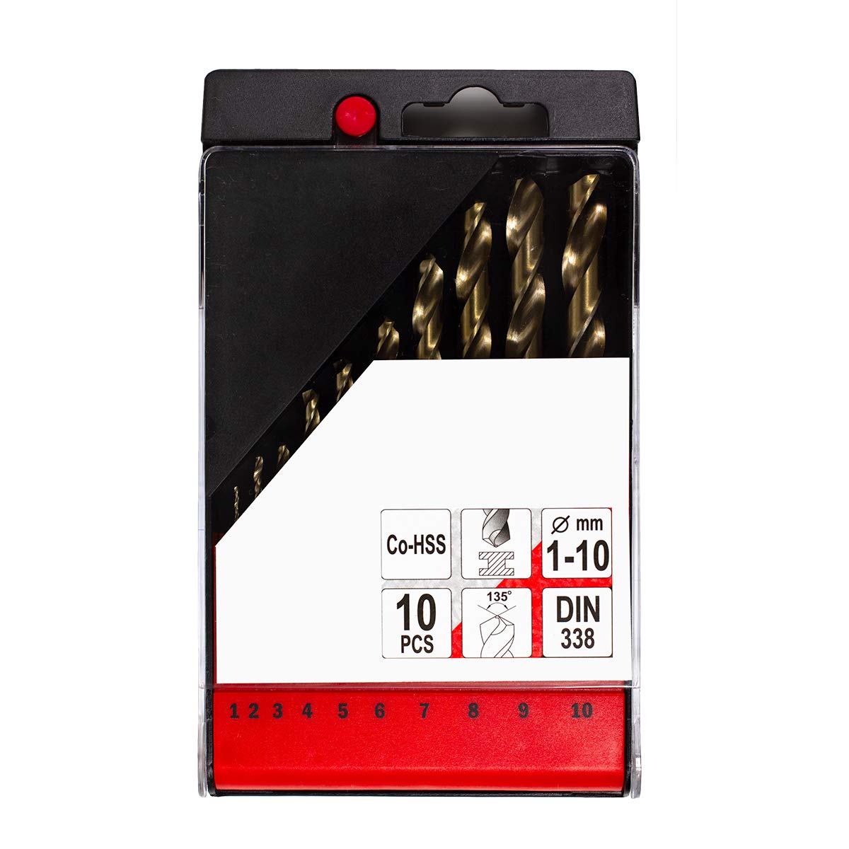 Cobalt Drill Bit Set 10 Pieces 1-10 mm