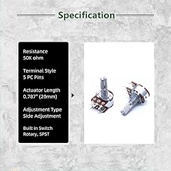 ELCOKITEX 8Pcs 50K Linear Taper Rotary Audio B Type