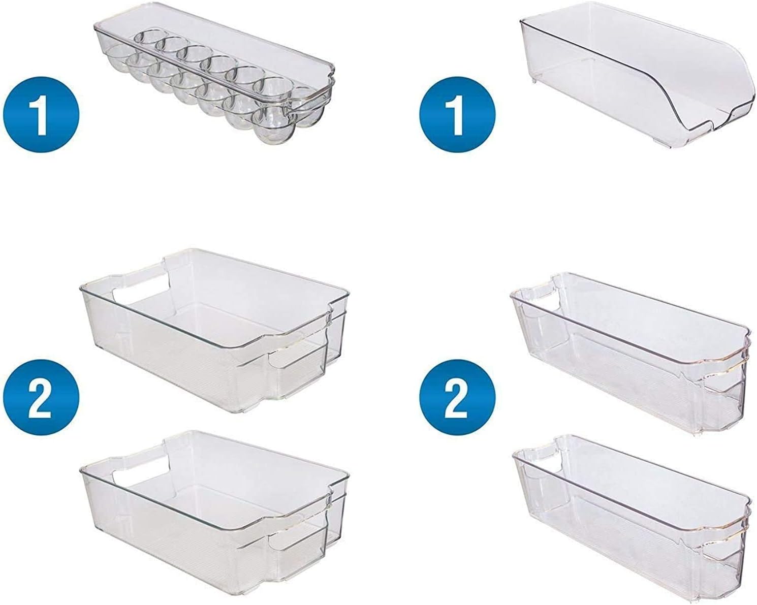 Greenco Fridge Bins, Stackable Storage Organizer Containers with Handles for Refrigerator, Freezer, Pantry and Kitchen Cabinets, BPA, Standard, Clear: Kitchen & Dining