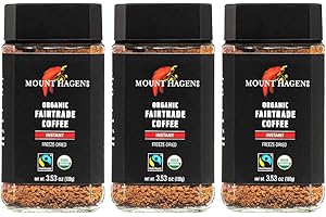Mount Hagen 3.53oz Organic Freeze Dried Instant Coffee - 3 pack | Eco-friendly Coffee Made From Organic Medium Roast Arabica Beans | Fair-Trade Coffee Instant [3 x 3.53oz Jar]
