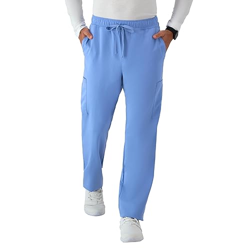 Hanes Healthcare, Scrub Pants for Men, Moisture-Wicking & Odor Control, 5 Pockets, CEIL Blue 2, Large