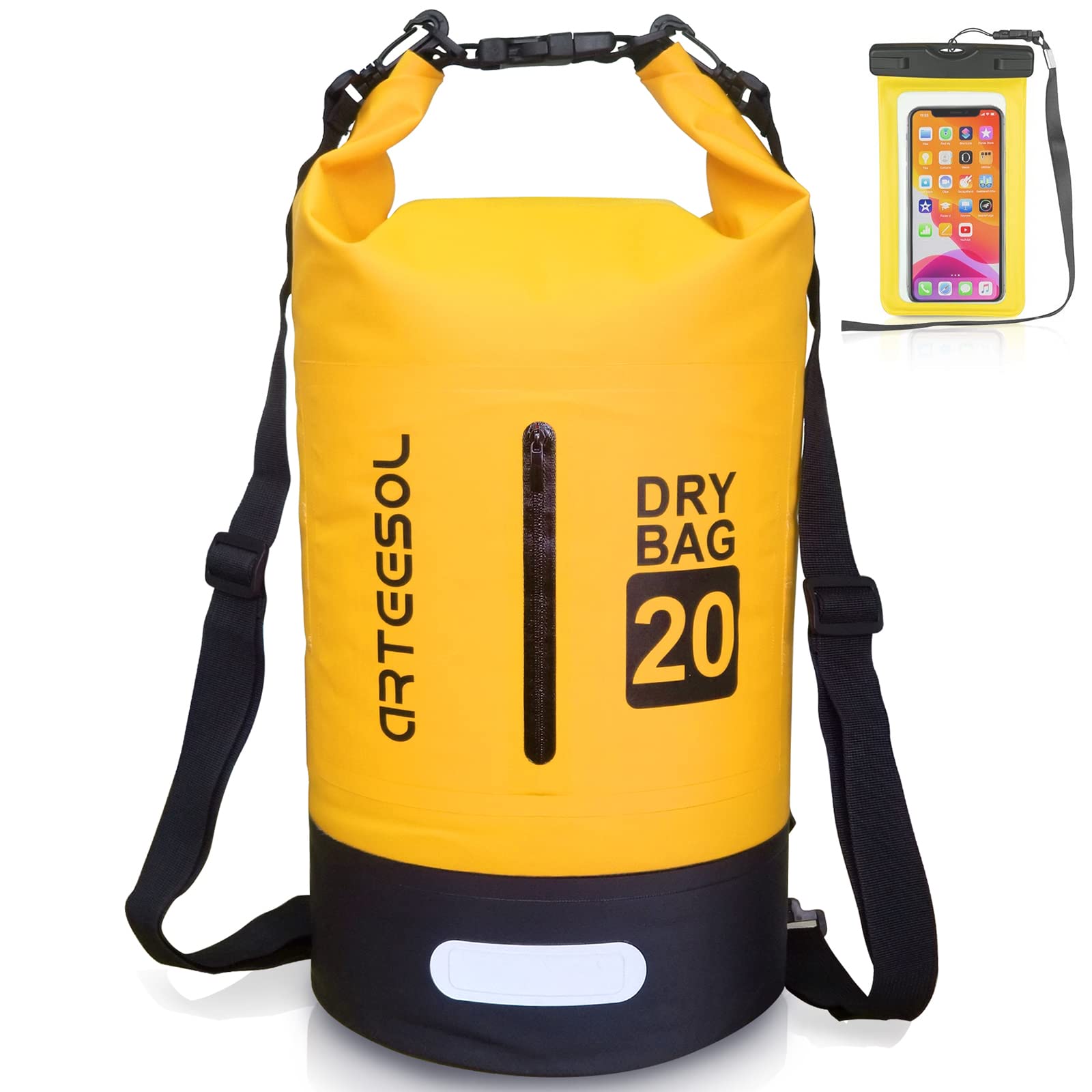 Blackace arteesol Dry Bag 5L/10L/20L/30L Wet Bag Waterproof Bag with Phone Pouch Double Shoulder Strap Backpack for Travelling Fishing Cycling Kayaking Swimming Boating Beach