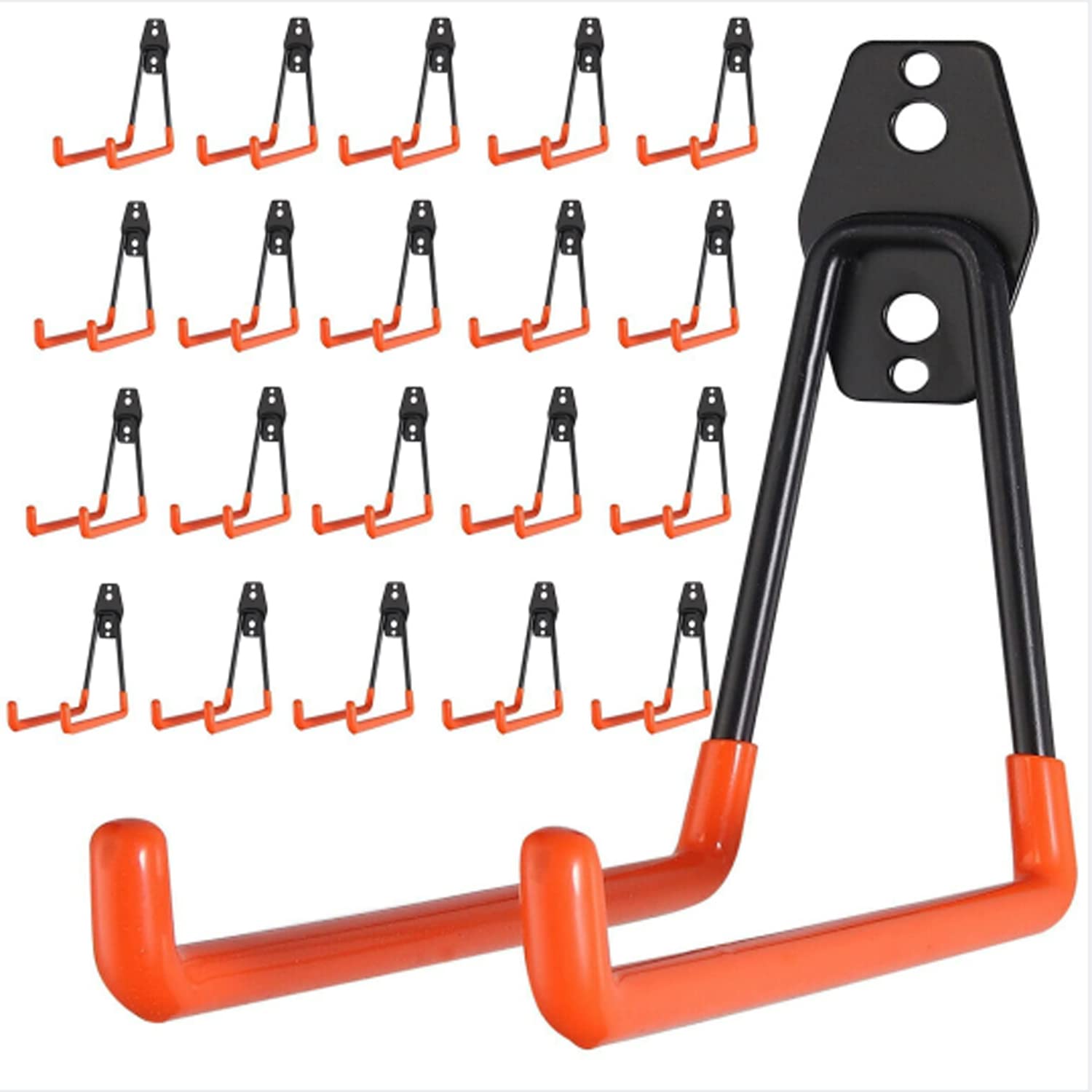 MYOYAY Garage Hooks, 20 Pack Heavy Duty Steel Garage Storage Hooks Tool Hangers for Garage Wall Mount Utility Garage Hooks and Hangers for Organizing Power Tools, Ladder, Bikes, Bulk Items