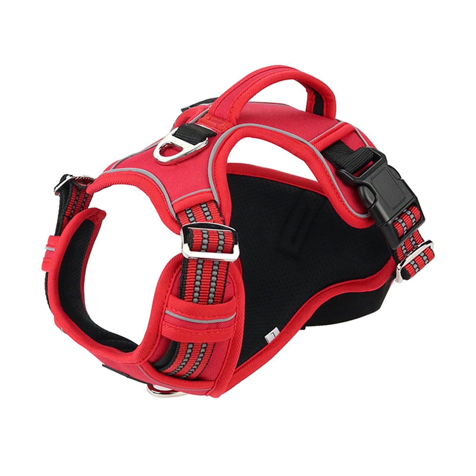 PETCUTE No Pull Dog Harness,Comfortable Reflective Heavy Duty Pet Vest Harness,Adjustable Front Back Clip Easy Control Puppy Harness with Soft Padded Handle for Outdoor Training Walking,Red,L