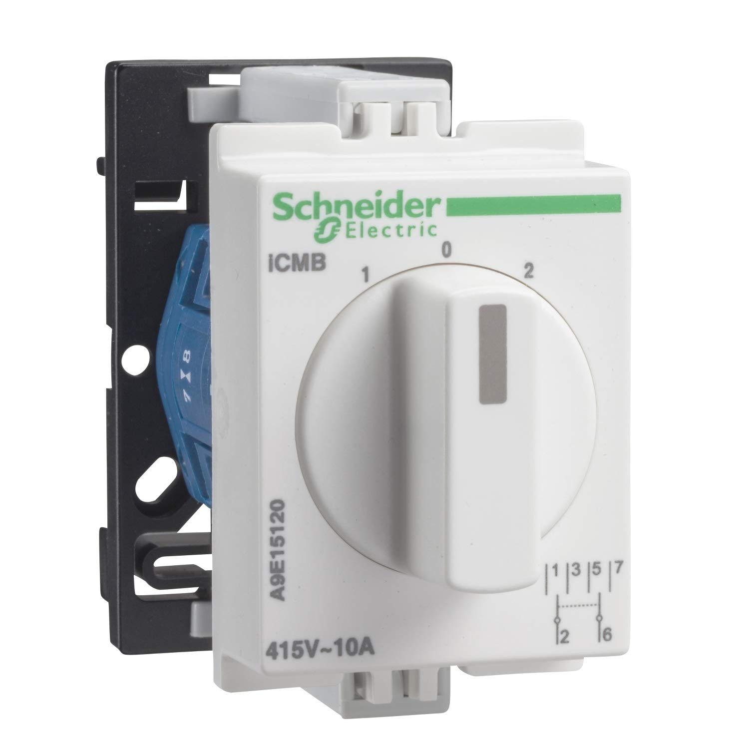 Schneider Electric a9e15120 Icmb Rotary Switch Bipolar with to Zero, Acti9, 10 A, 2P, 415 VAC, White