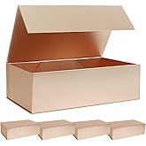 LFBOX Rose Gold Gift Box with Magnetic Lid 13.8x8.3x4.4 in, Bridesmaid Groomsman Proposal Box, Large Rectangle Storage Box 5 Pack
